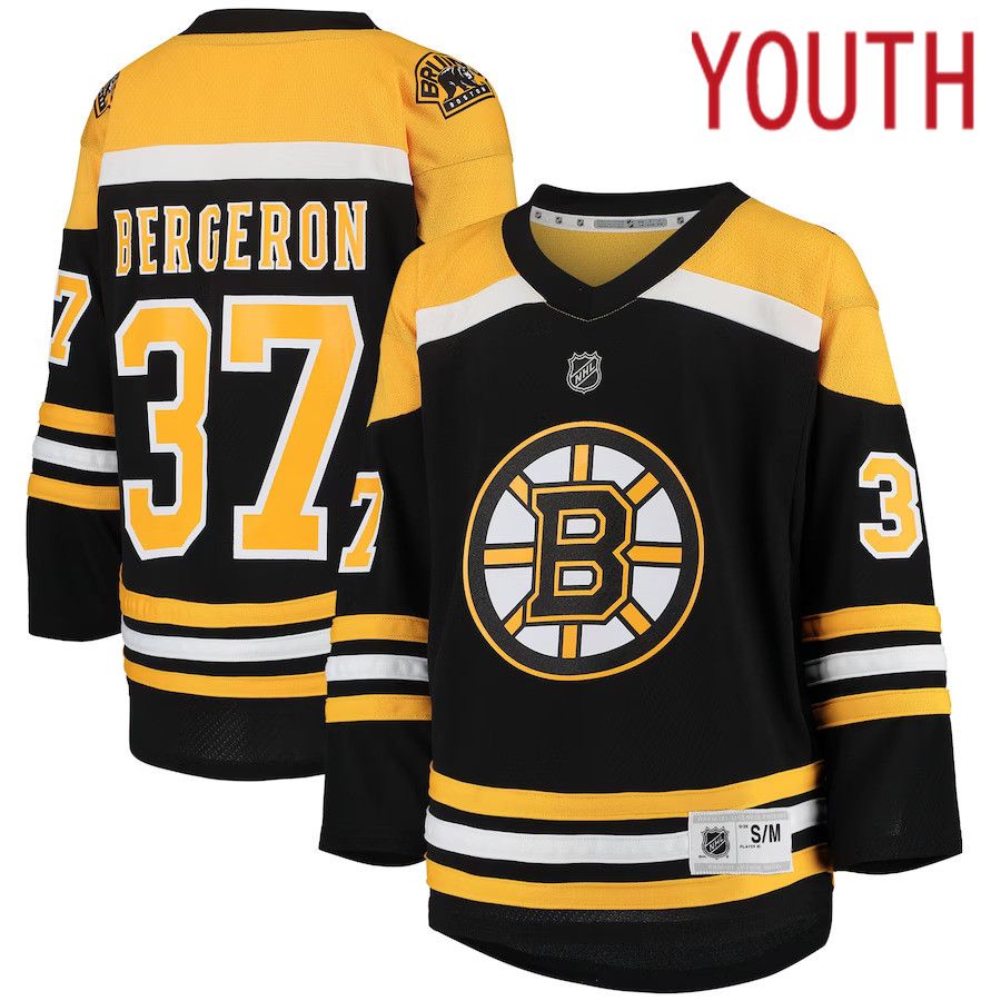 Youth Boston Bruins #37 Patrice Bergeron Black Home Replica Player NHL Jersey->customized nhl jersey->Custom Jersey